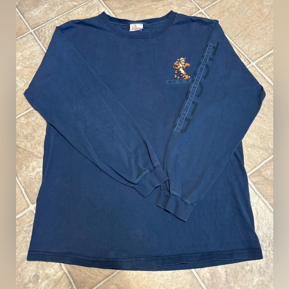 Vintage Disney Tigger Shirt Mens Cotton Long Sleeve Crew Neck